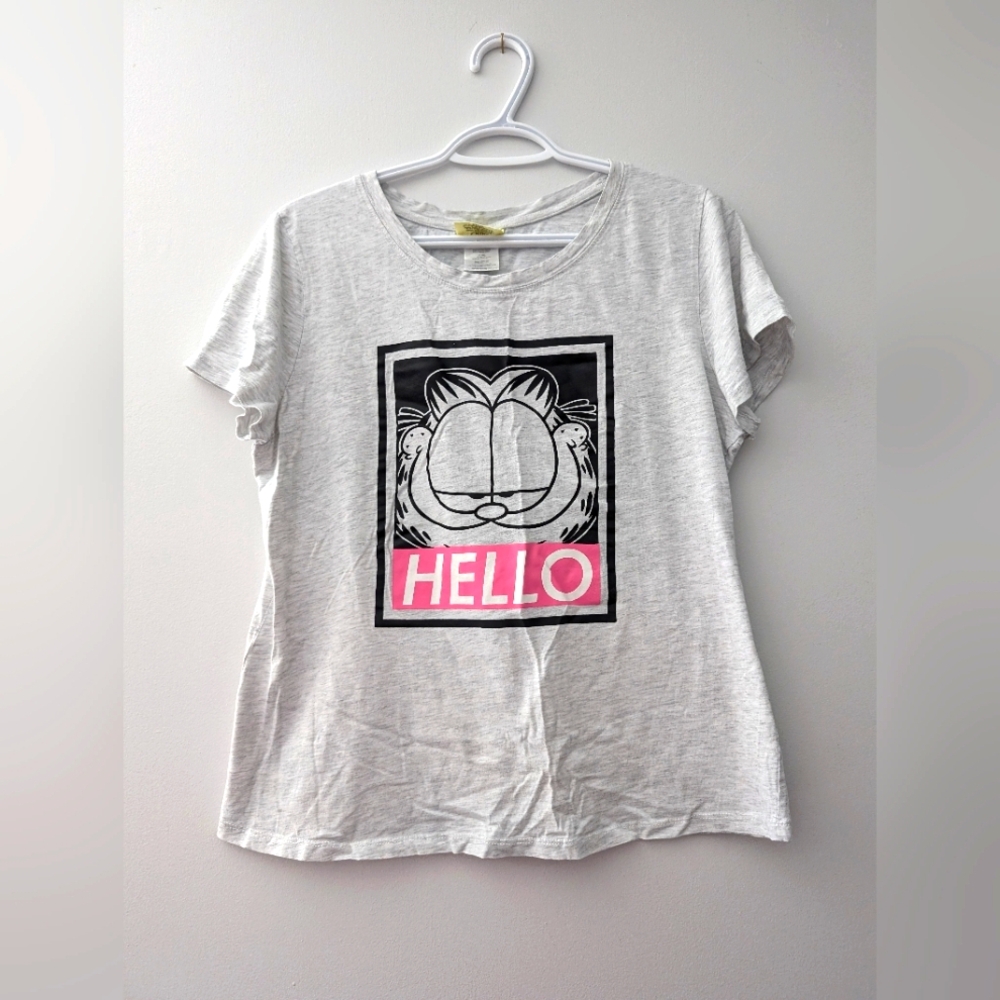 Official Garfield Ladies Garfield Face Fashion T-Shirt White M